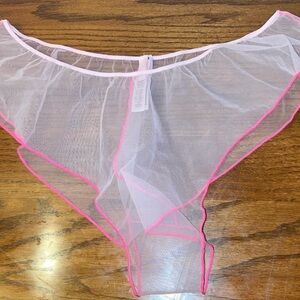 SKIMS Sheer Panties with Pink Trim